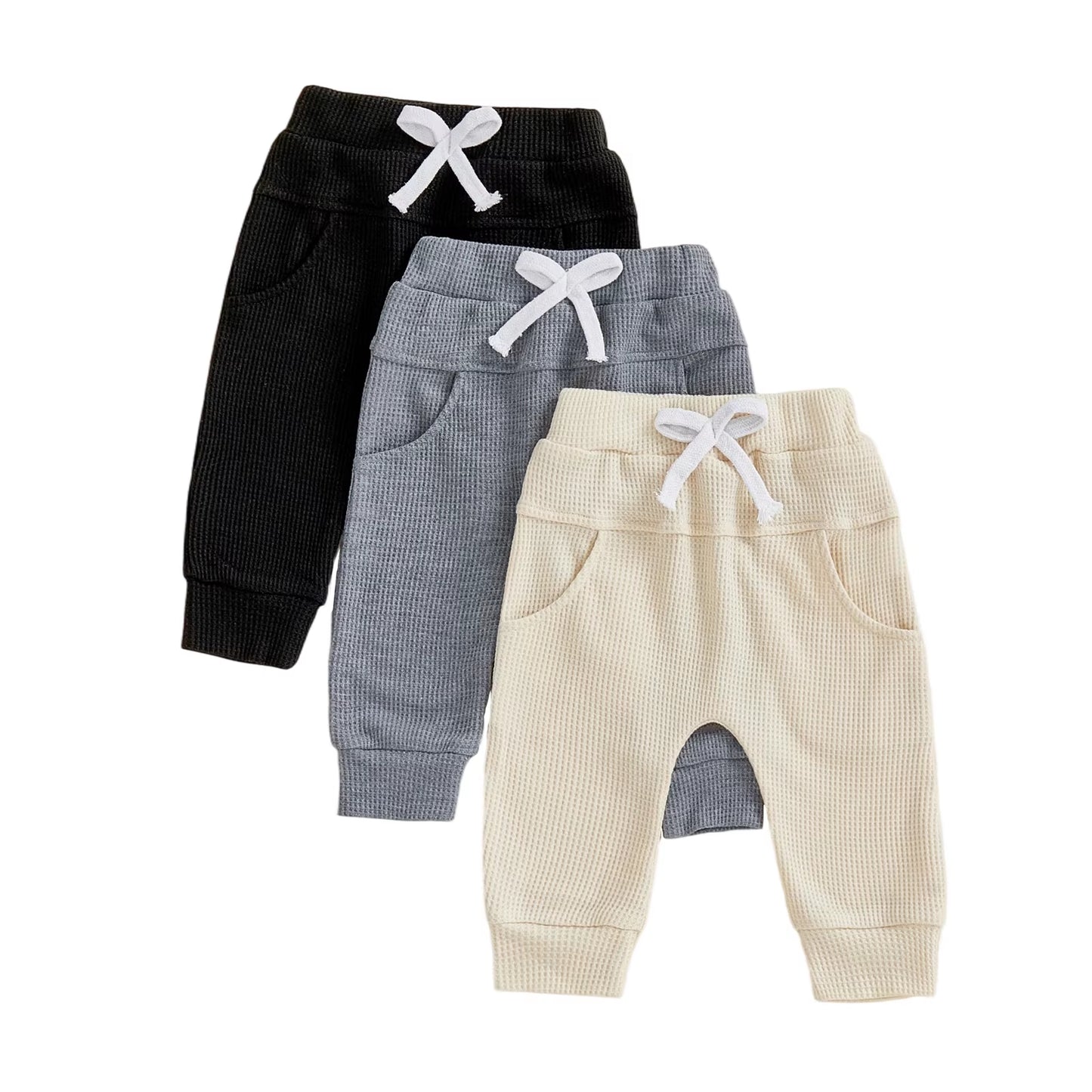 Toddler Boys Elastic Waist Solid Color Jogger Pants with Pockets Casual Sweatpants Trousers for Baby Boys