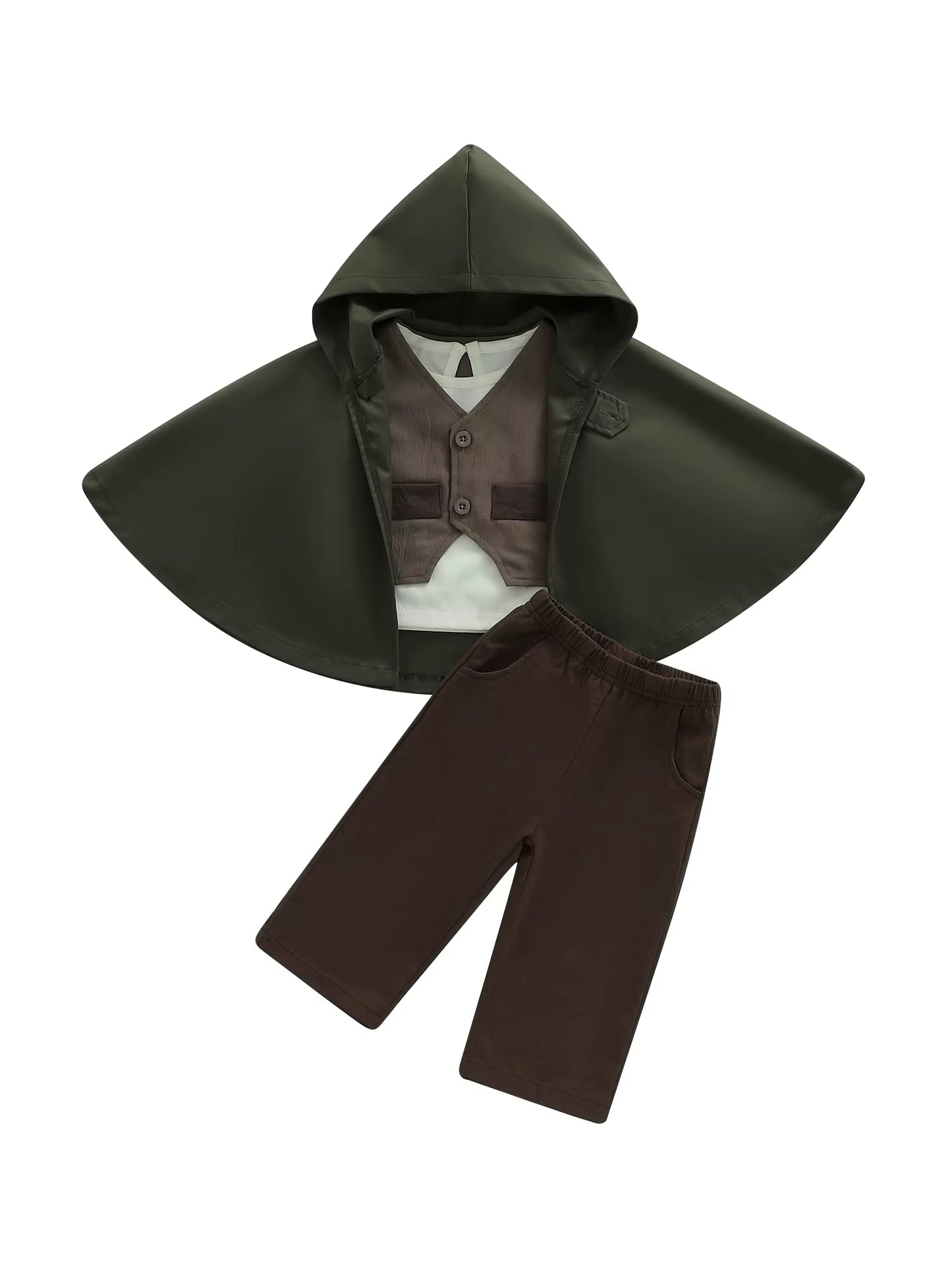 Baby Boy Autumn Clothes Solid Color Shirt Pants Vest Cape 4 Piece Gentleman Outfit Set for Toddlers