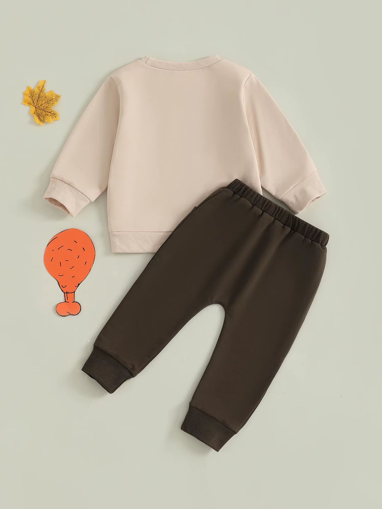 Baby Boy Thanksgiving Outfits Turkey Print Long Sleeve round Neck Pullover Elastic Waist Solid Pants 2 Pcs Set for Fall