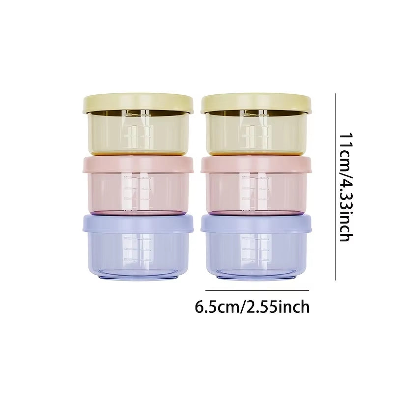 6PCS PP Baby Food Box Set with Lid - Leak Proof Storage Containers Steaming and Preservation Bowl Sauce Box Perfect for Baby Mea