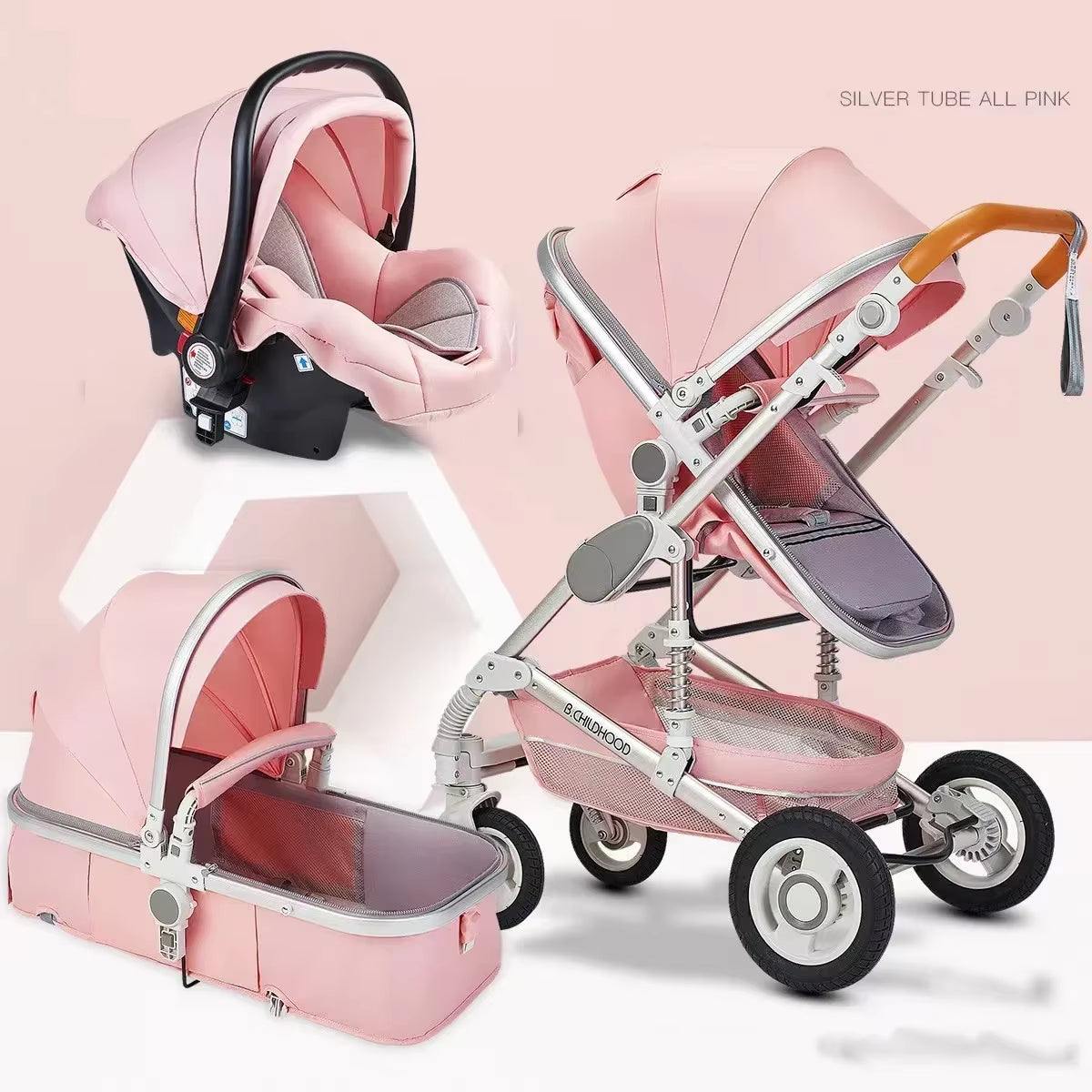 Baby Stroller 3In1 Luxury High Landscape Baby Pram Portable Baby Pushchair Multifunctional Newborn Carriage Double Faced