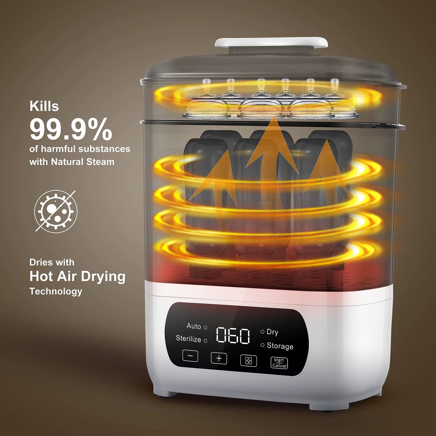 4-In-1 Baby Bottle Sterilizer & Dryer | Steam Sanitizer with LED Touch Control & Auto Shut-Off - Universal for All Bottles