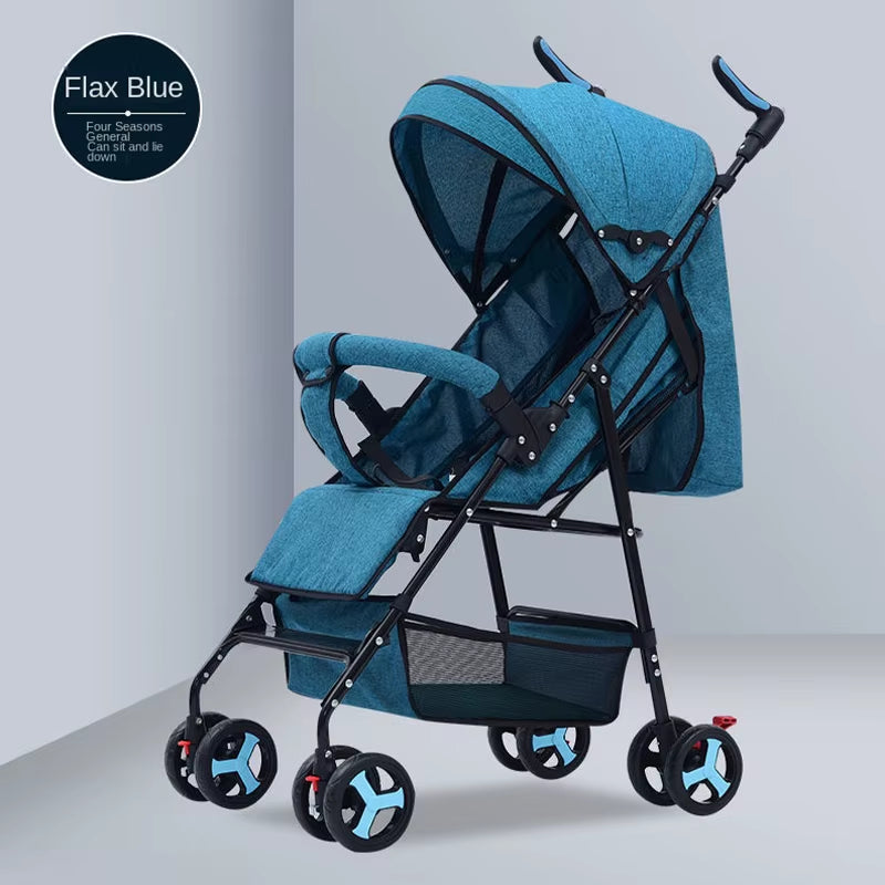 Sitting and Lying All-In-One Design 0 to 4 Years Old Baby Stroller Spring Shock-Absorbing One-Touch Folding Lightweight Stroller