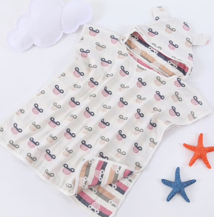 Four Layers Of Gauze Baby Bath Towel Cloak Cotton Gauze Children Bath Towel