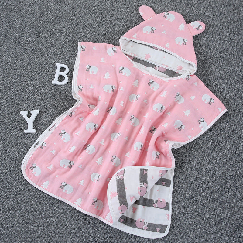 Four Layers Of Gauze Baby Bath Towel Cloak Cotton Gauze Children Bath Towel