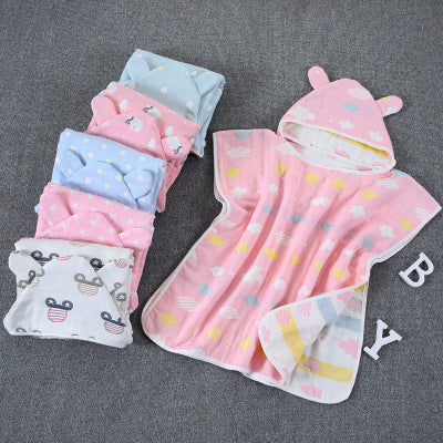 Four Layers Of Gauze Baby Bath Towel Cloak Cotton Gauze Children Bath Towel