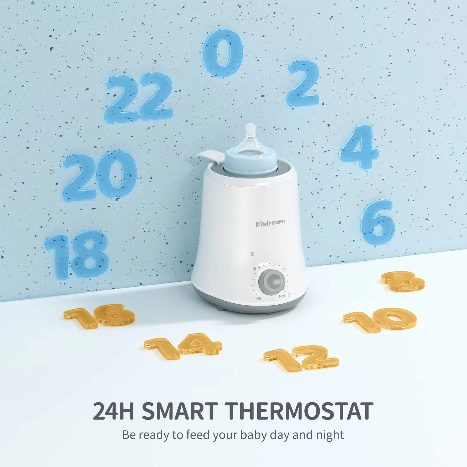 Kisdream Milk Warmer Multifunctional Baby Bottle Warmer Fast Heat Auto Shut off Food-Grade PP Stainless Steel Materials US Plug