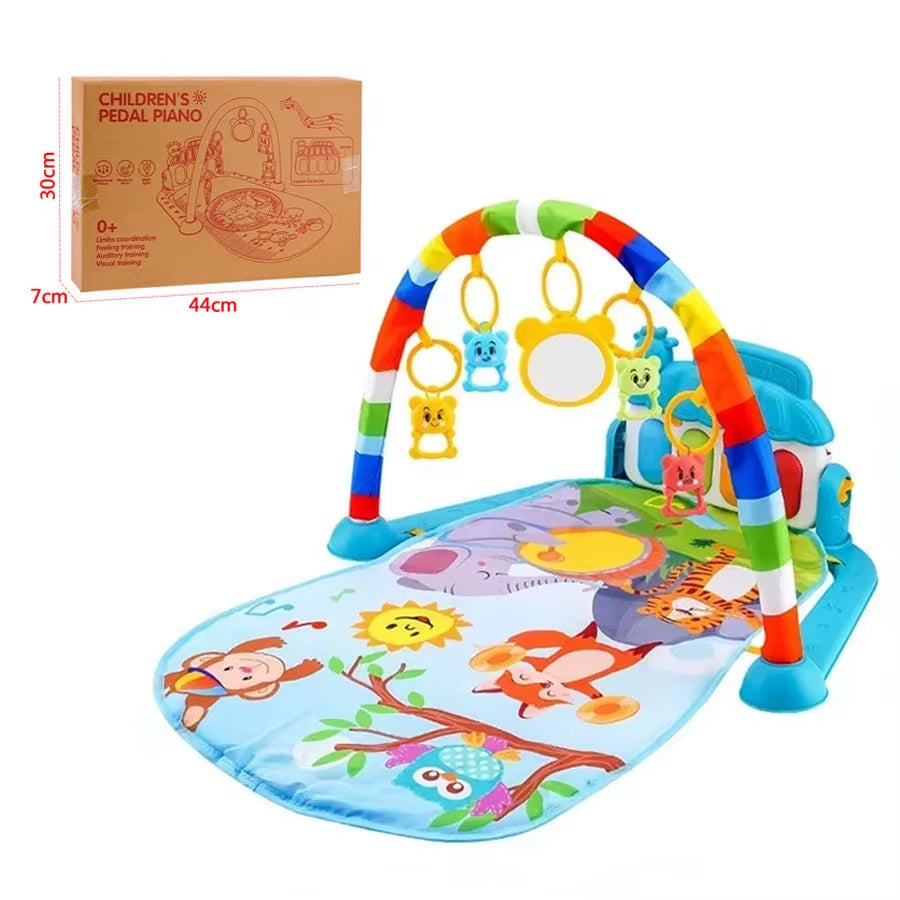 Baby Playmat Gym Crawling Activity Rug Toys for 0-12 Months Gift Infant Play Mat Toddler Music Rack Carpet with Piano Keyboard