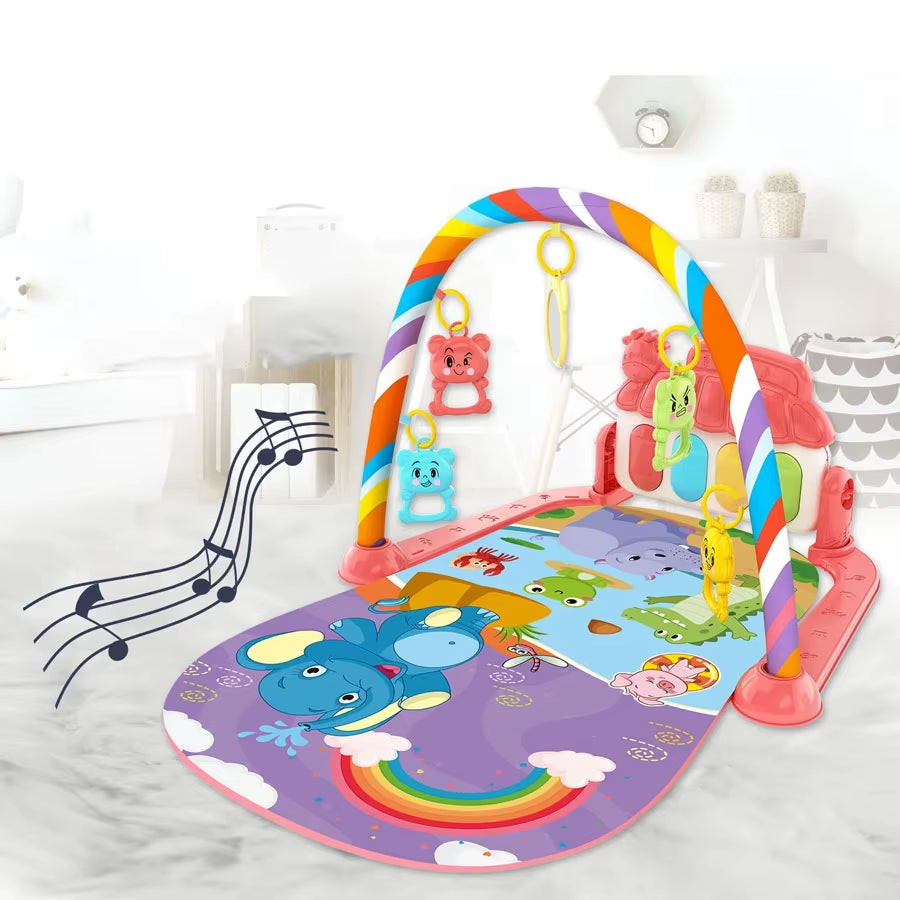 Baby Playmat Gym Crawling Activity Rug Toys for 0-12 Months Gift Infant Play Mat Toddler Music Rack Carpet with Piano Keyboard