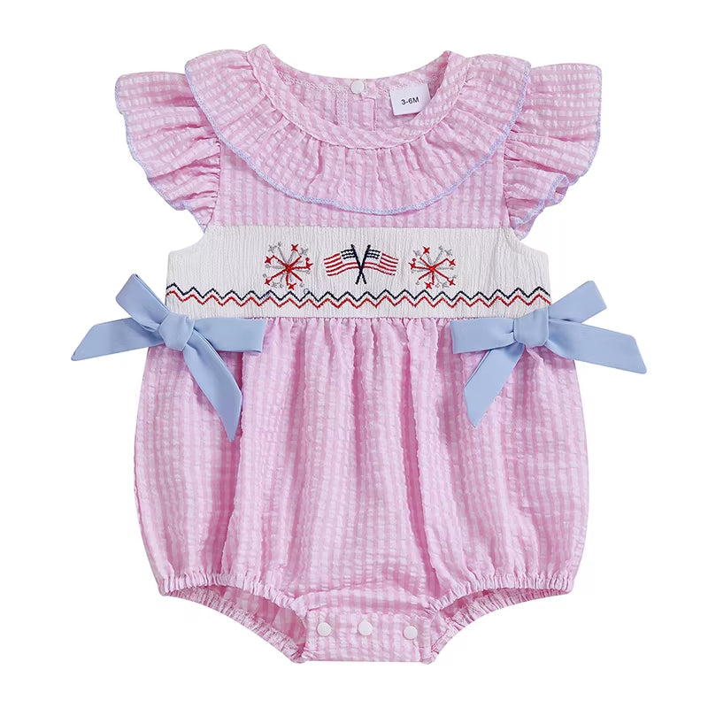 Adorable Baby Girl Romper Flutter Sleeve round Neck Floral Print Jumpsuit Toddler Bodysuit Summer Outfit