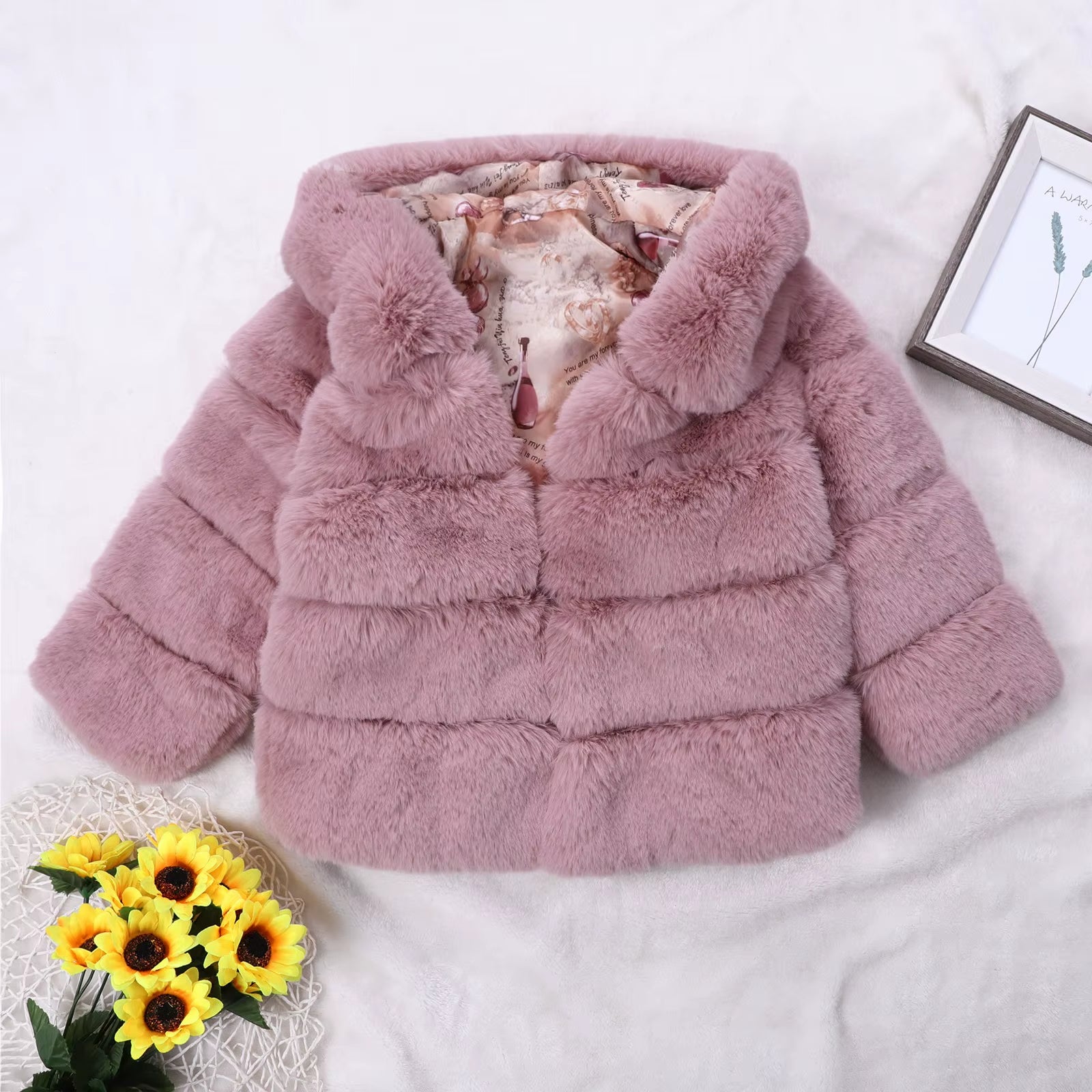 Ski Coat Kids Toddler Girls Jacket Fall Fashionable Winter Toddler Infant Kids Fleece Soild Jackets Warm Hooded Girls 5 T Coat