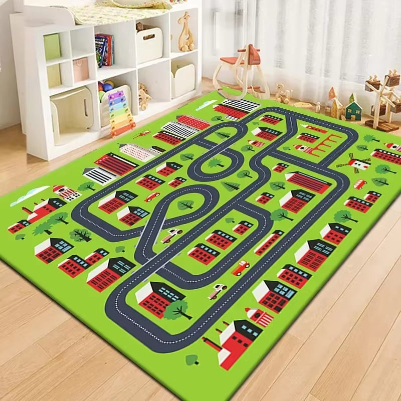 50X80Cm Non-Slip Baby Play Mat Crawling Mat Cartoon Runway Carpet Parking Lot Road Game Playmat for Playing with Cars Baby Toys
