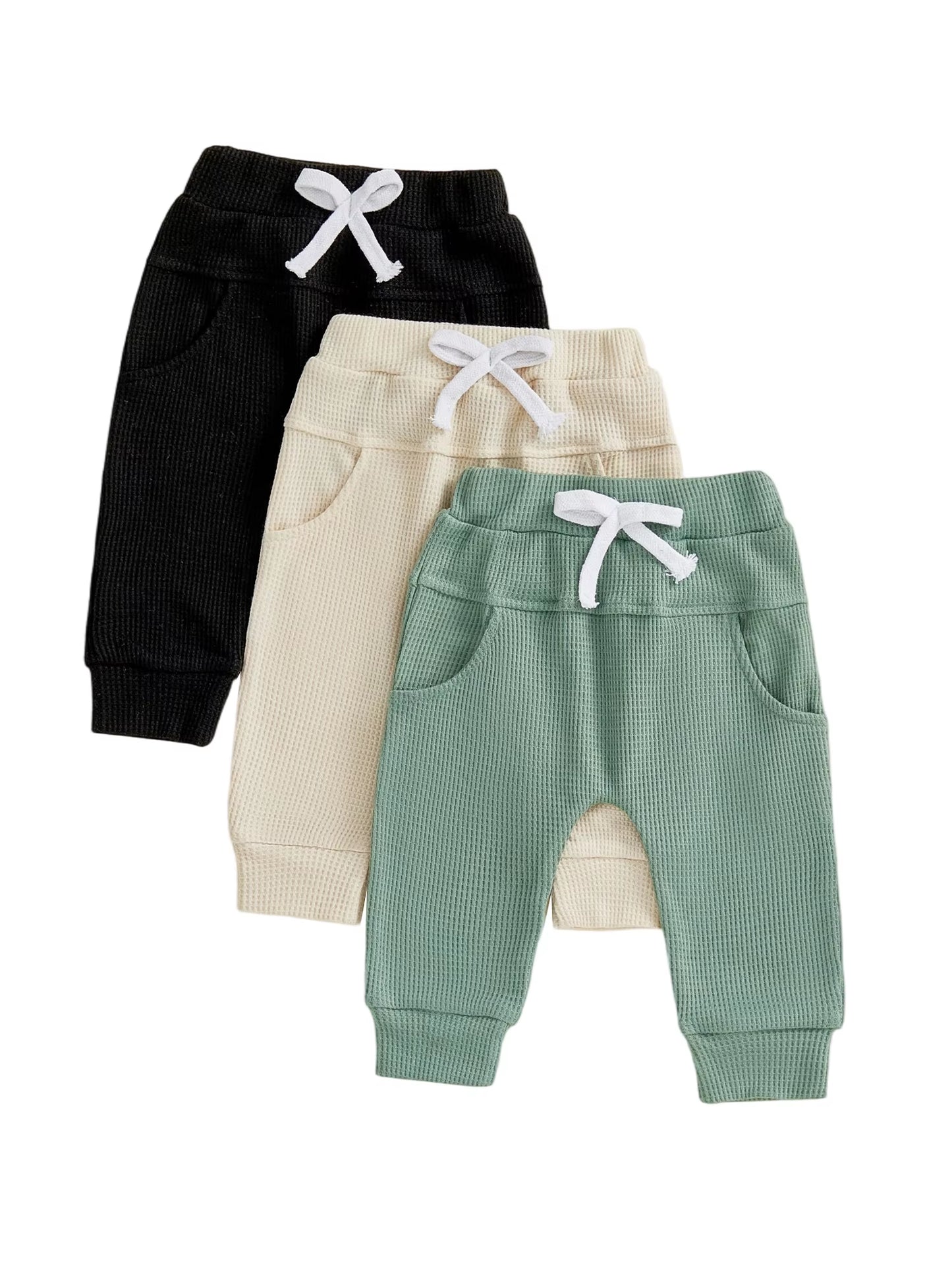 Toddler Boys Elastic Waist Solid Color Jogger Pants with Pockets Casual Sweatpants Trousers for Baby Boys