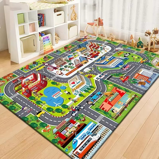 50X80Cm Non-Slip Baby Play Mat Crawling Mat Cartoon Runway Carpet Parking Lot Road Game Playmat for Playing with Cars Baby Toys