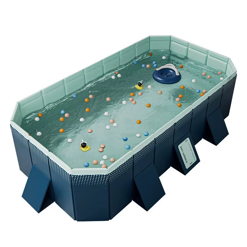2.6M 3M Foldable Non-Inflatable Kids' and Adults' Outdoor Swimming Pool - Hard Plastic Shell,Kid Pool for Backyard 