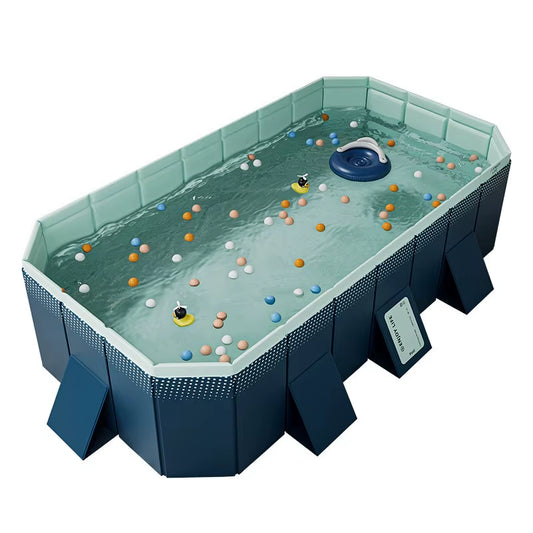 2.6M 3M Foldable Non-Inflatable Kids' and Adults' Outdoor Swimming Pool - Hard Plastic Shell,Kid Pool for Backyard 