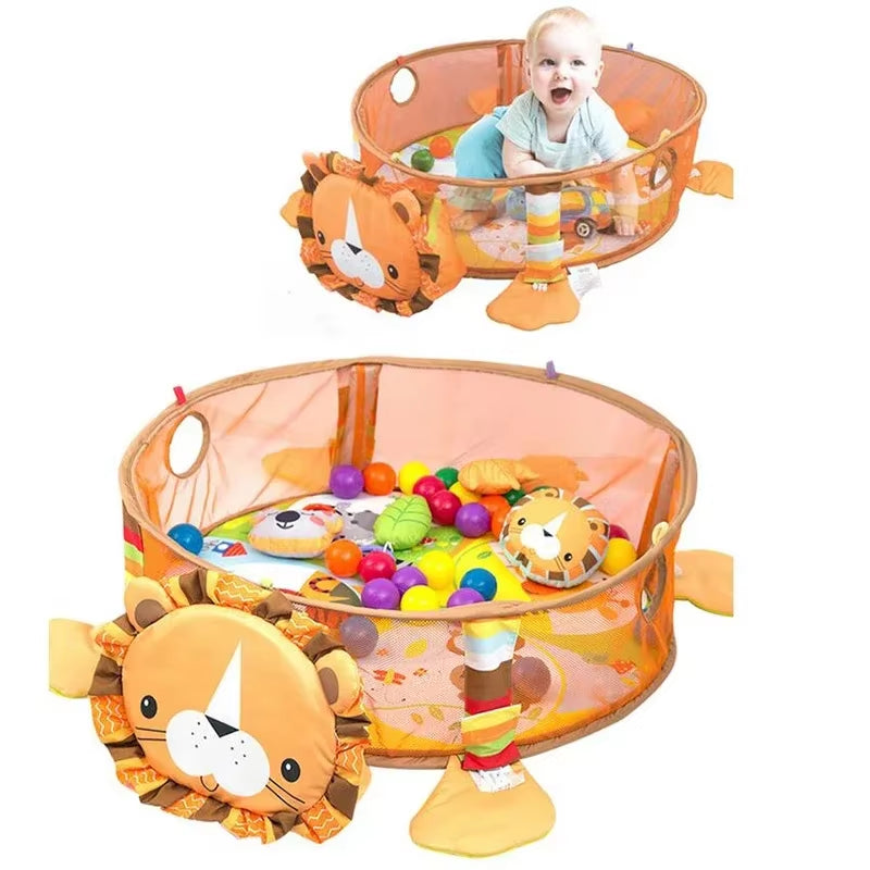 Baby Fitness Frame Crawling Blanket Play Mat Fence Crawling Mat with Cloth Book Infant Rug Enlightenment Toys Game Mat Gift