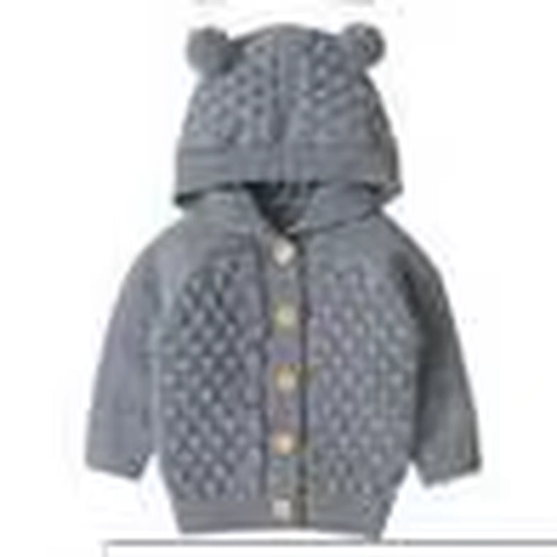 Fall Autumn Winter Cute 3D Ear Toddler Boys Girls Kids Baby Sweater Hooded Knit Warm Coat Blends Outerwear