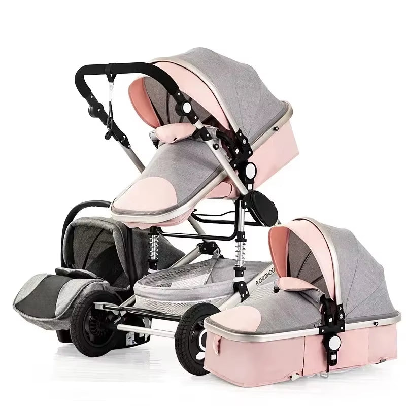 Baby Stroller 3In1 Luxury High Landscape Baby Pram Portable Baby Pushchair Multifunctional Newborn Carriage Double Faced