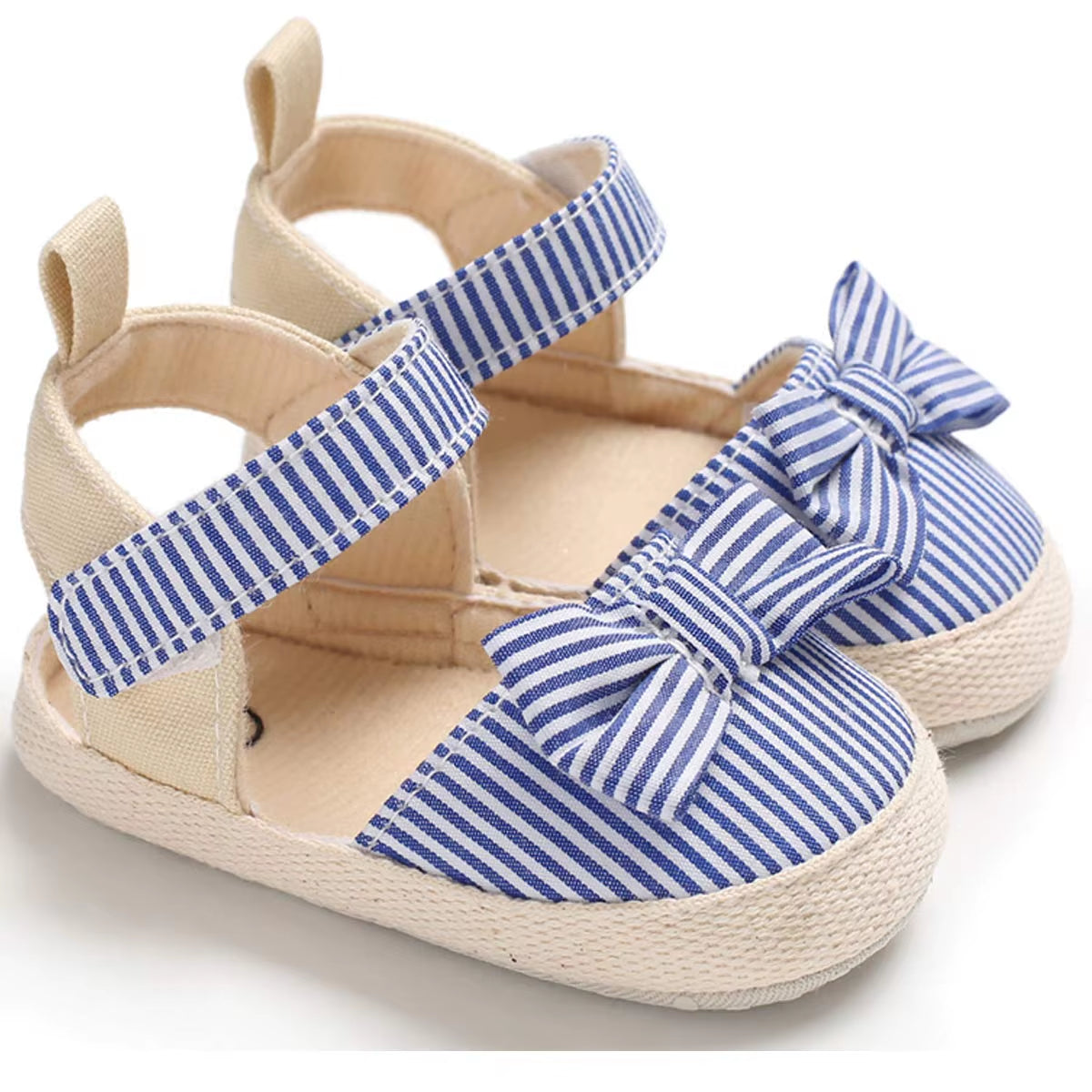 Cute Infant Bowknot Canvas Shoes Non-Slip Breathable Sandals Soft Sole Toddler Fashionable Flats Anti-Skid