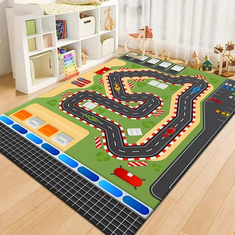 50X80Cm Non-Slip Baby Play Mat Crawling Mat Cartoon Runway Carpet Parking Lot Road Game Playmat for Playing with Cars Baby Toys