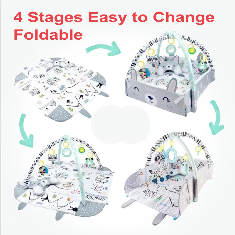 4In1 Baby Play Mat Thick Newborn Kids Activity Gym Crawling Blanket Infant Game Pad Fitness Carpet Early Education Toy Gift