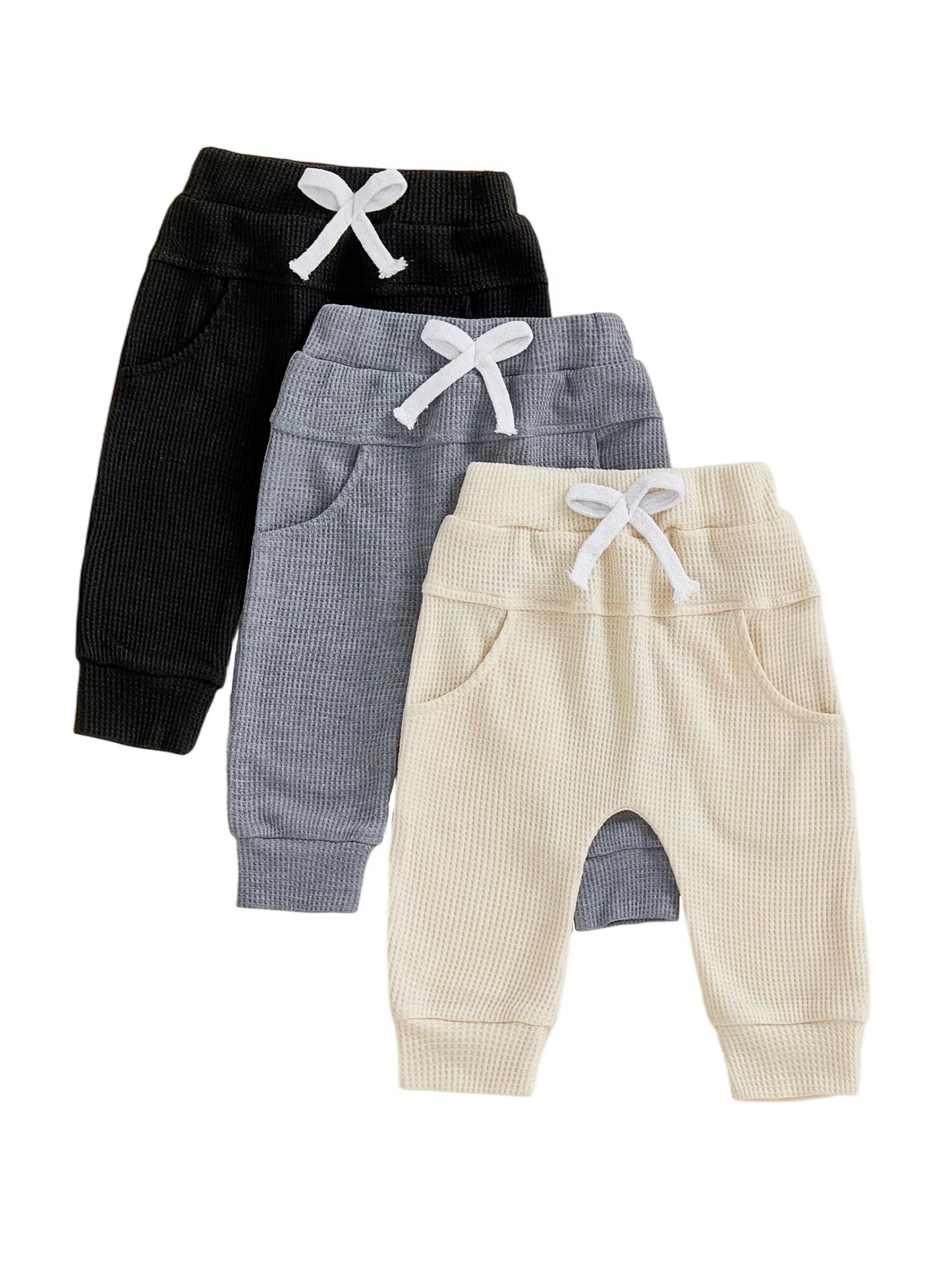 Toddler Boys Elastic Waist Solid Color Jogger Pants with Pockets Casual Sweatpants Trousers for Baby Boys
