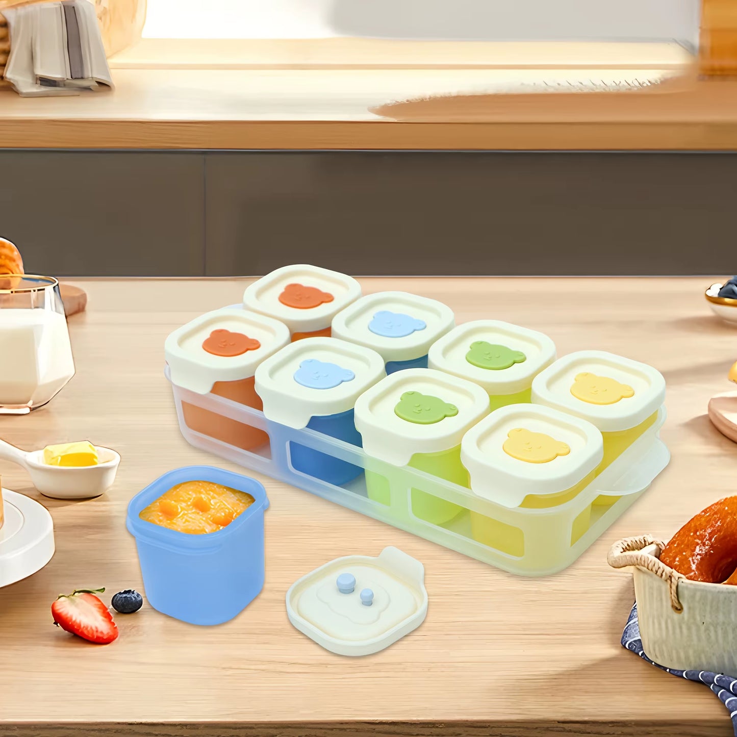 9Pcs Silicone Food Storage Containers with Lids-1.69Oz Reusable Snack Containers for Kids,Leak-Proof Design,Meal Prep Containers