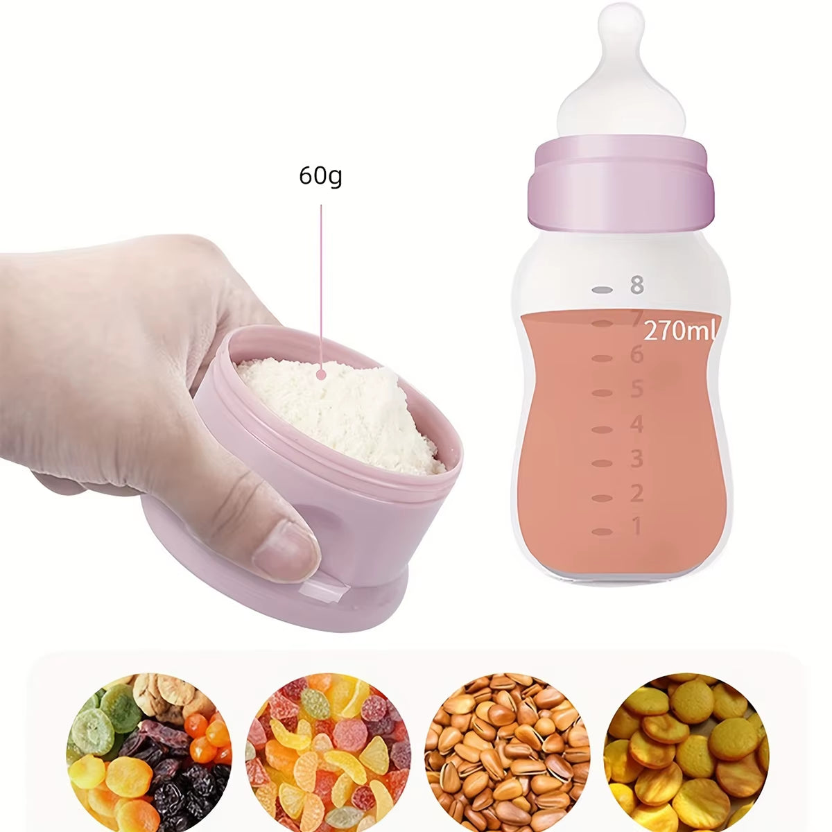 Large Capacity Baby Milk Powder Container with Strap, Baby Formula Dispenser, Stackable Food Storage Box, Portable Snack Box