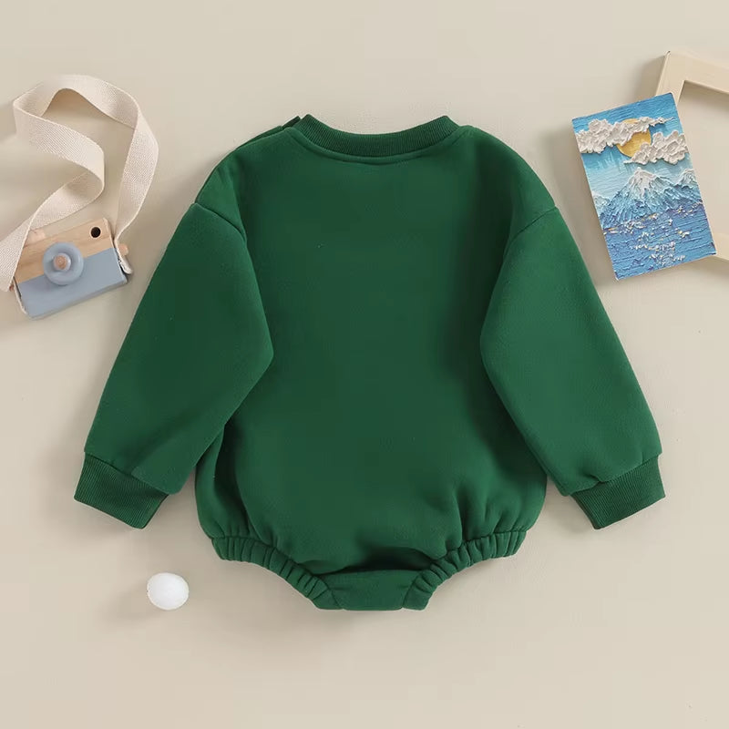 2023-09-19  0-18M Newborn Baby Boy Girl Outfits Fleece Solid Color Bubble Bodysuit Sweatshirt Long Sleeve Warm Clothes