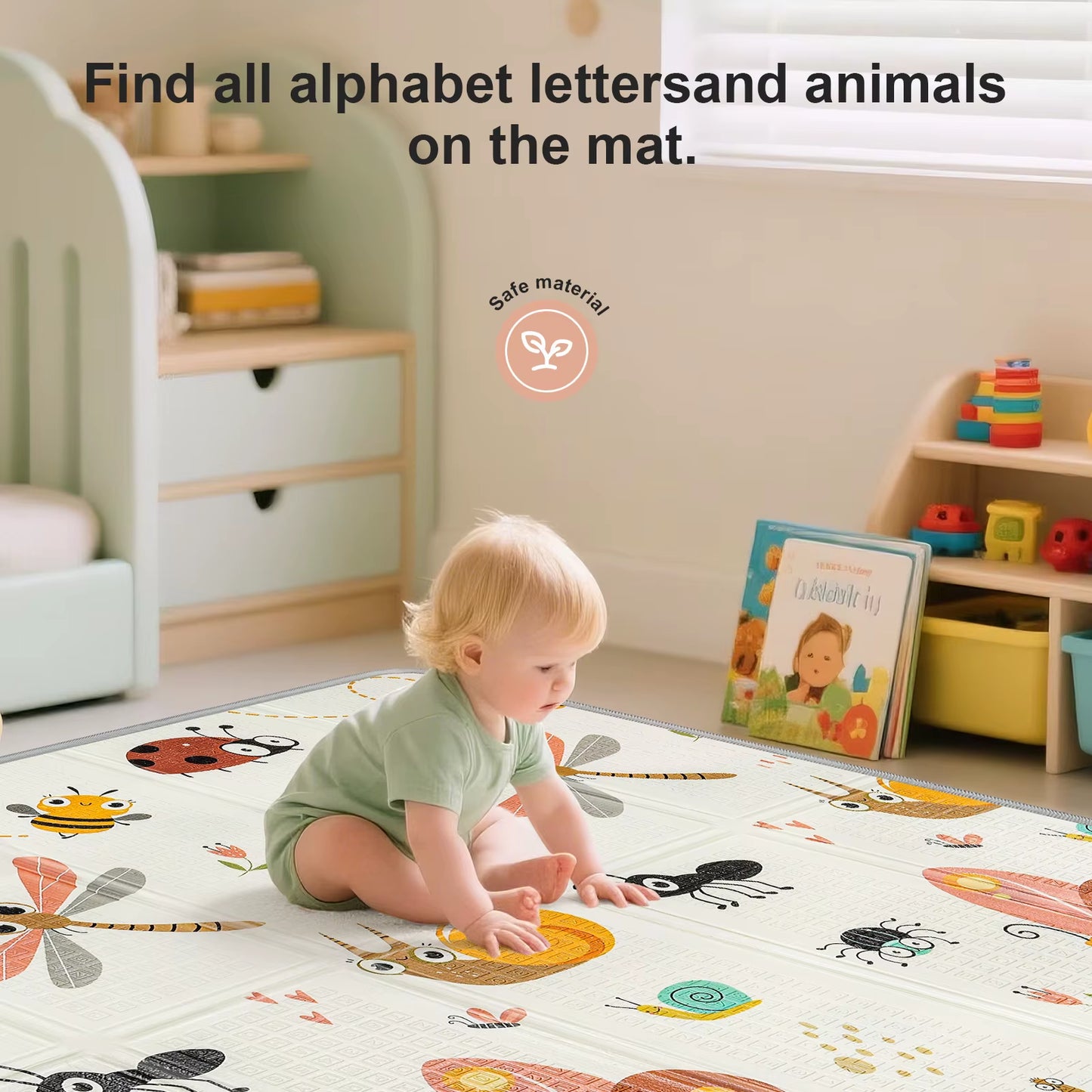 Foldable Baby Play Mat - PIGLOG 50X50 Waterproof Playpen Mat for Babies and Toddlers Kids, Safe Foam Playmat for Tummy Time,