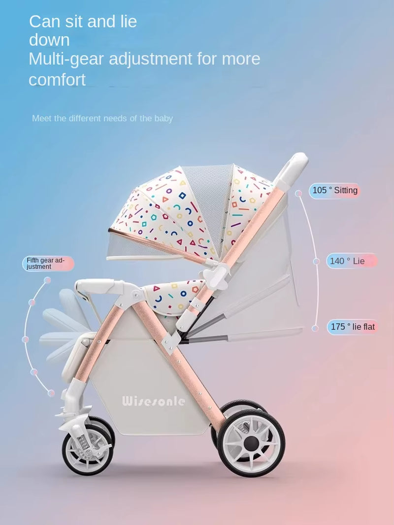 0-6 Years Old Baby Strollers Can Sit and Lie down High Landscape Lightweight Folding Two-Way Stroller Children Stroller