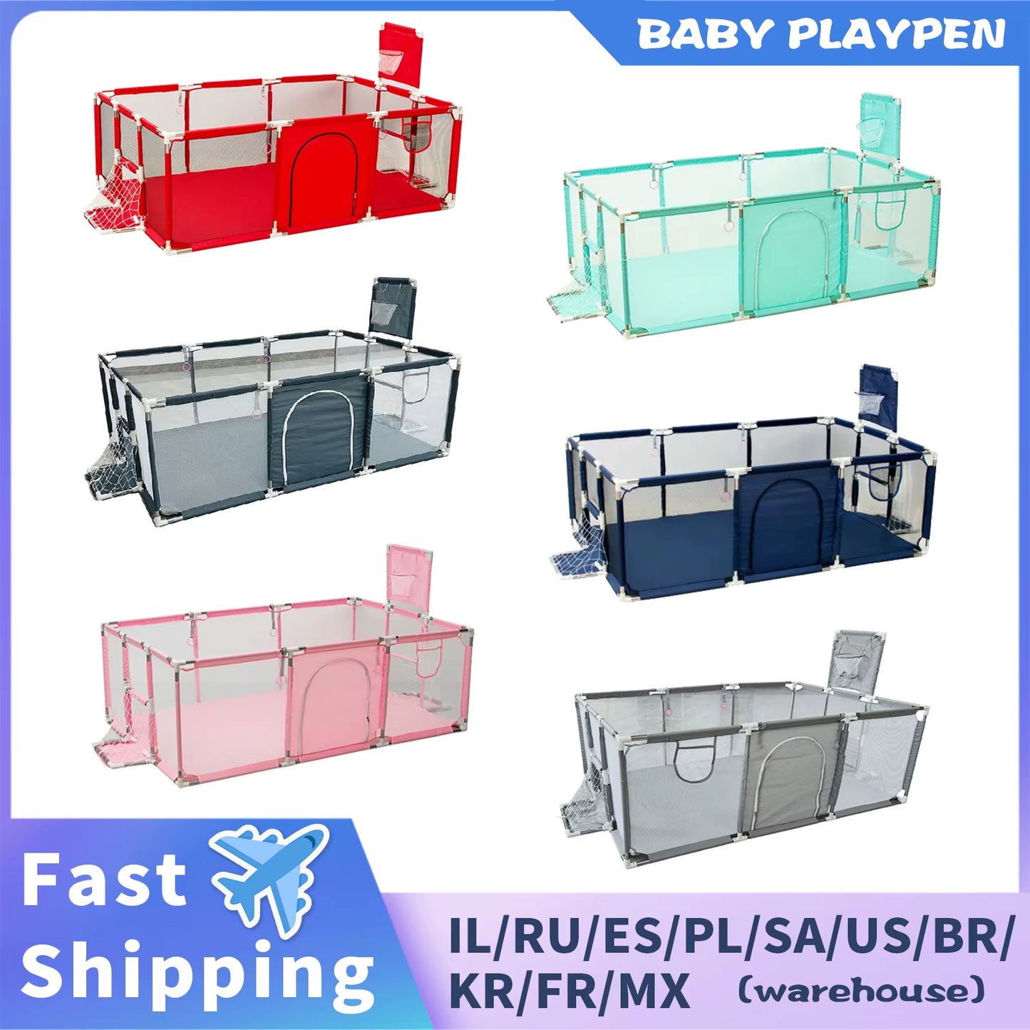 Playpen for 0-6Y Large Safety Play Yard Indoor/Outdoor Kids Play Area with Soft Padding Toddler Playground Dry Ball Pool