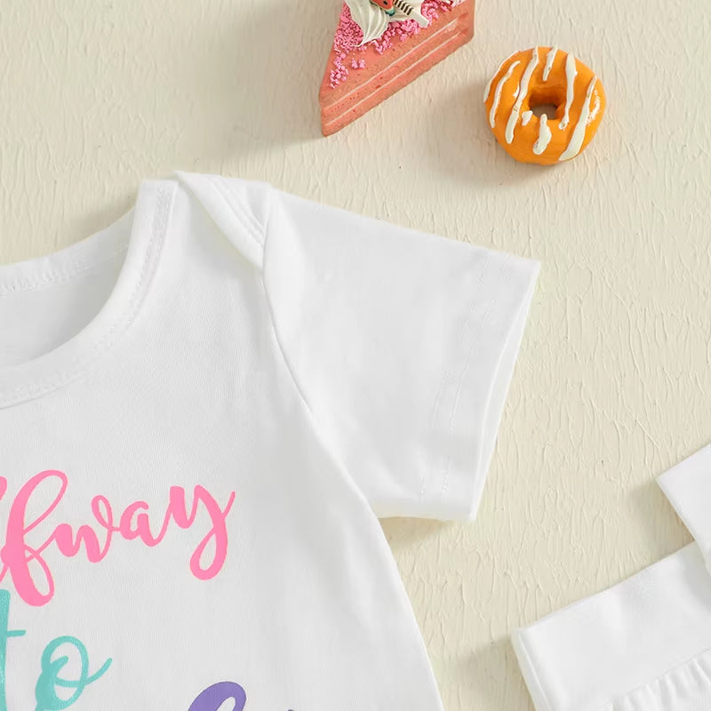 Toddler Girl Birthday Set Cupcake Print Short Sleeve Bodysuit Layered Tulle Skirt Leg Warmers Headband Summer Outfit Party