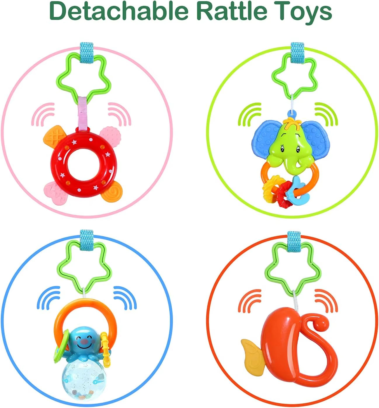 Adjustable Baby Gym Mat with Musical Piano & Detachable Toys for Infant Development