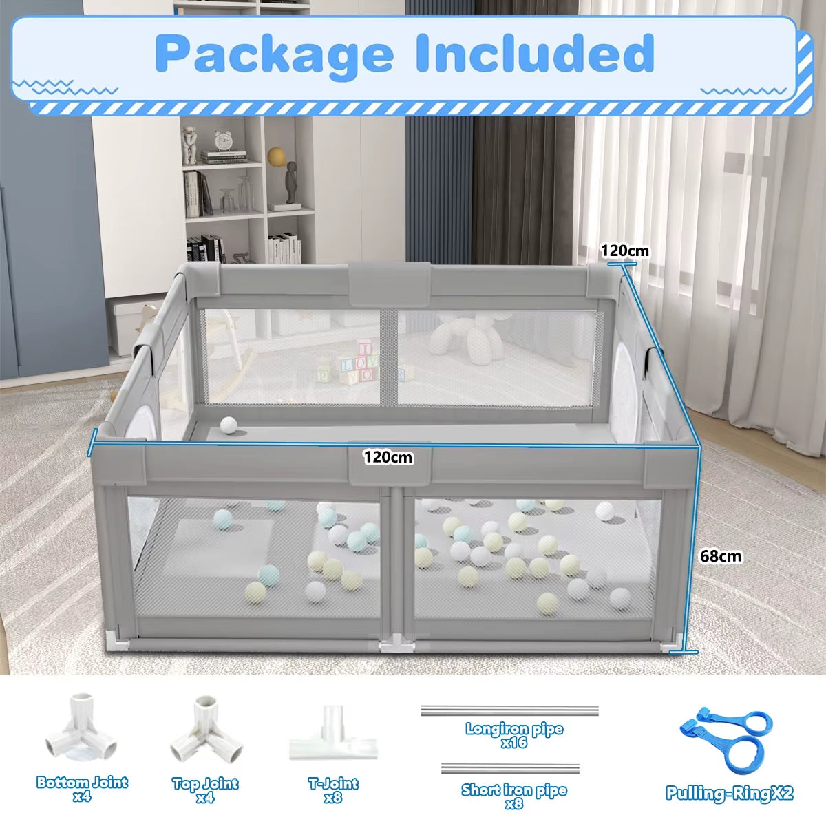 Baby Playpen for Children Play Area Baby Playground 6 Month~6 Years Old Kids Ball Pit Playpen Indoor Baby Safety Fence