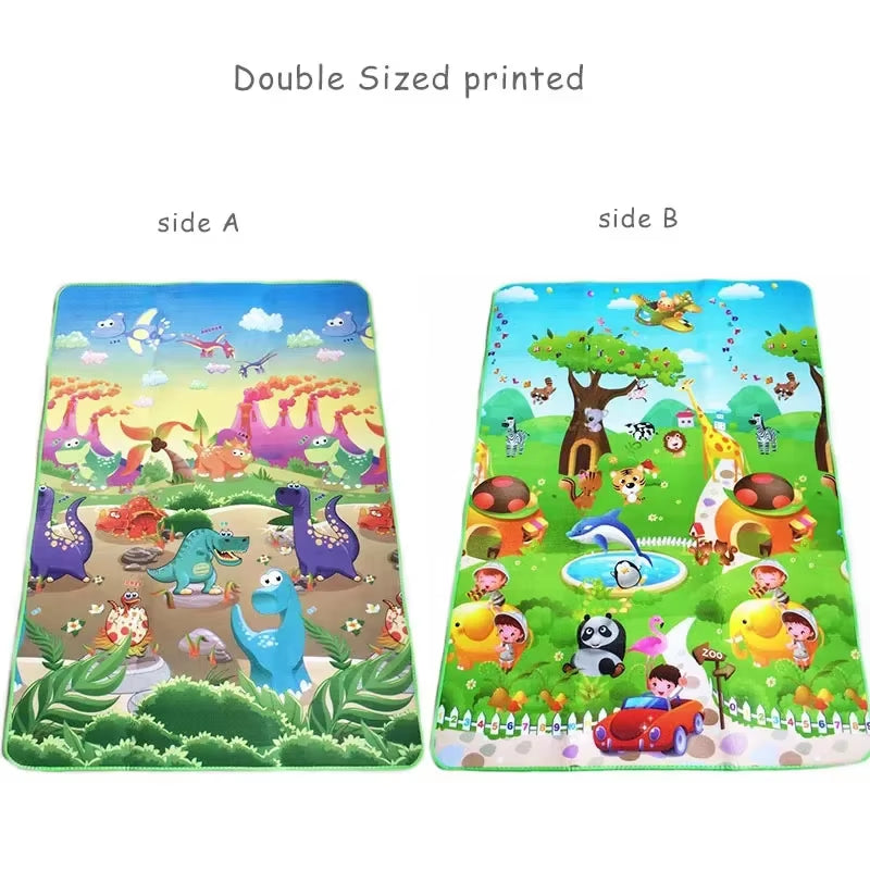 Baby Play Mat Doubel Sided Animals Soft Floor Toddler Crawling Carpet Game Activity Gym Kids Rug Educational Toys for Children