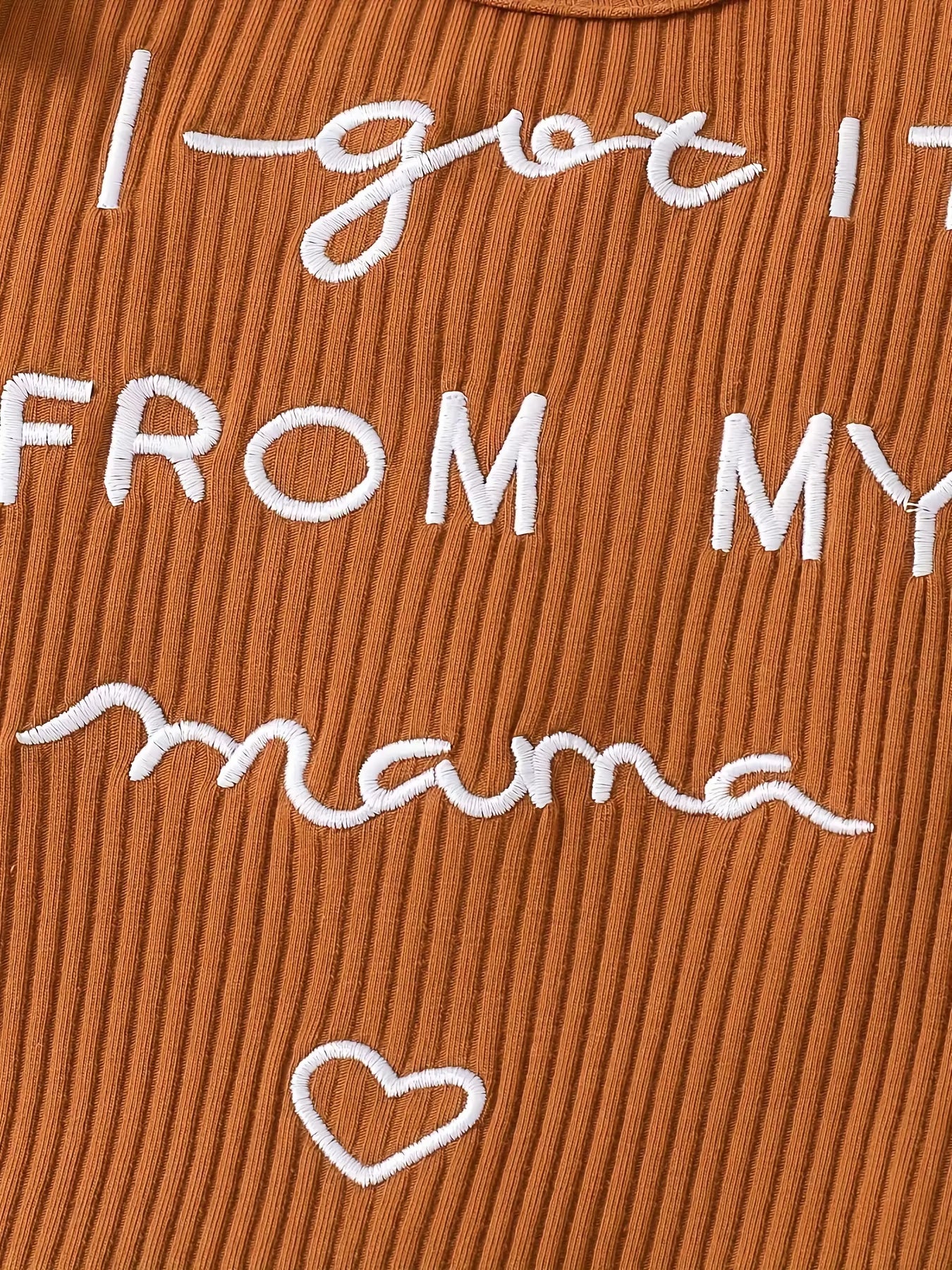 Toddler Baby Girl Outfit Ribbed I Got It from My Mama Ruffled Romper Flared Pants Newborn Baby Girl Clothes 0-12 Months