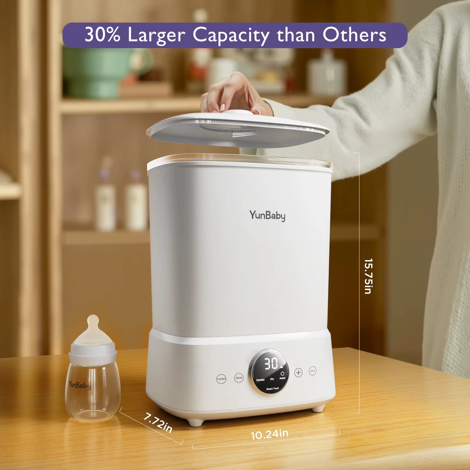 Baby Bottle Steamer and Dryer, for All Baby Items, Bottles&Breast Pump Accessories, One-Touch Control, Large Capacity