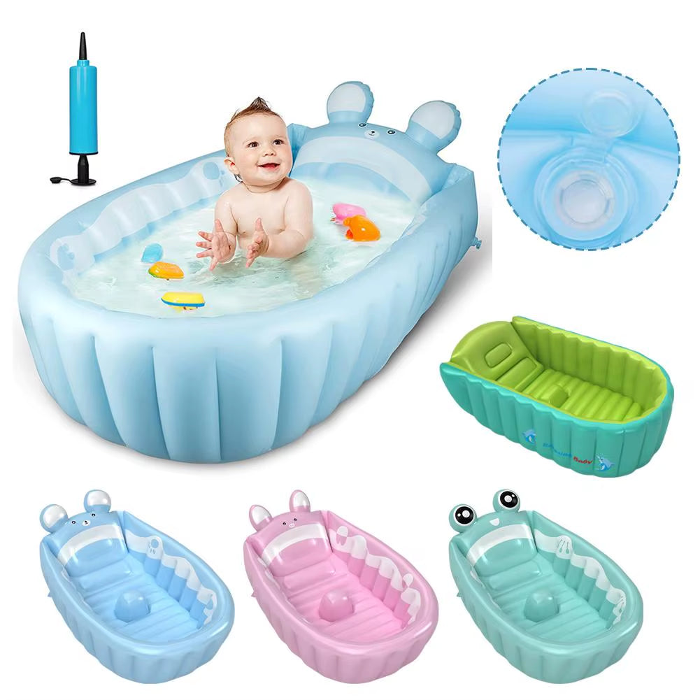 Folding Inflatable Baby Bathtub Soft Safe Anti-Slip Bottom Inflatable Child'S Shower Basin Portable Home Travel Folding Bathtub