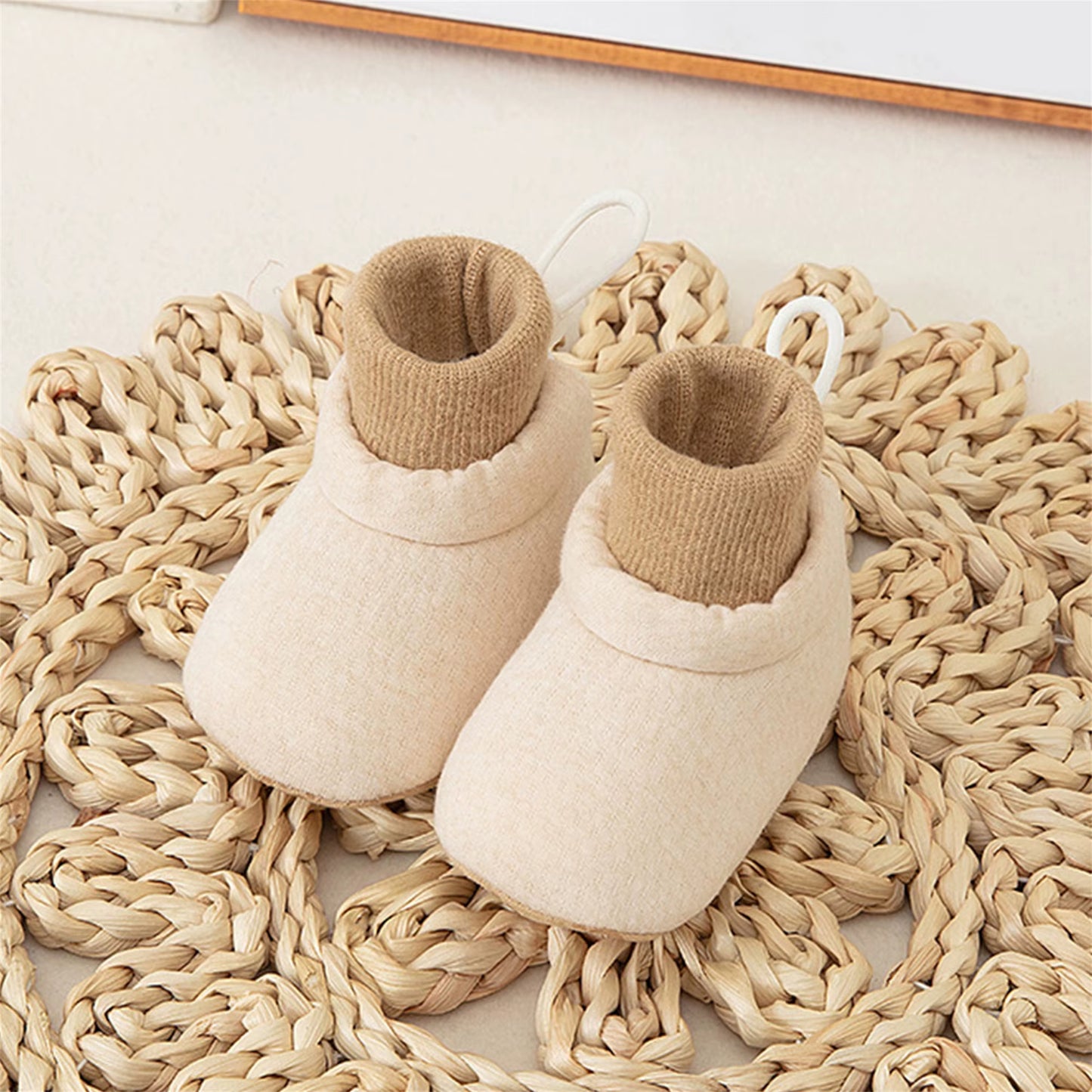 Adorable Baby Booties Shoes with Gripper Stylish Contrast Color Infant Sock Shoes for Non-Slip Walking Breathable
