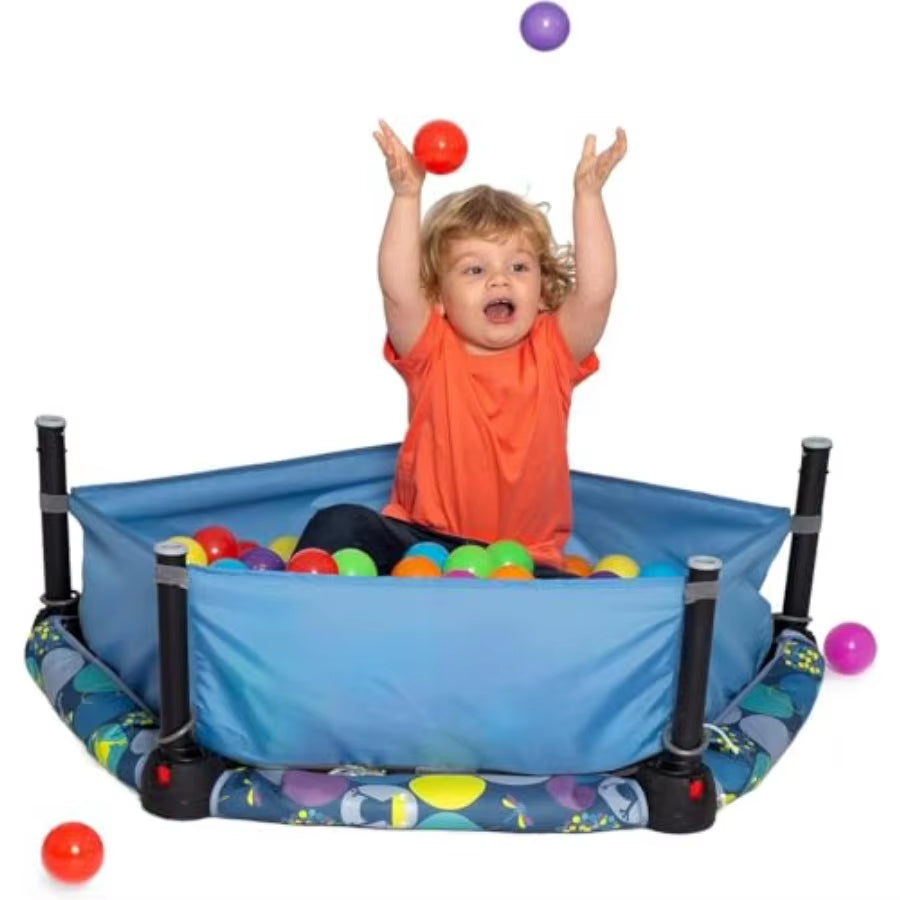 3 in 1 Folding Ball Pit and Bouncer - Ball Pit Tent and Trampoline with Handle - Ages 10 Months to 5 Years