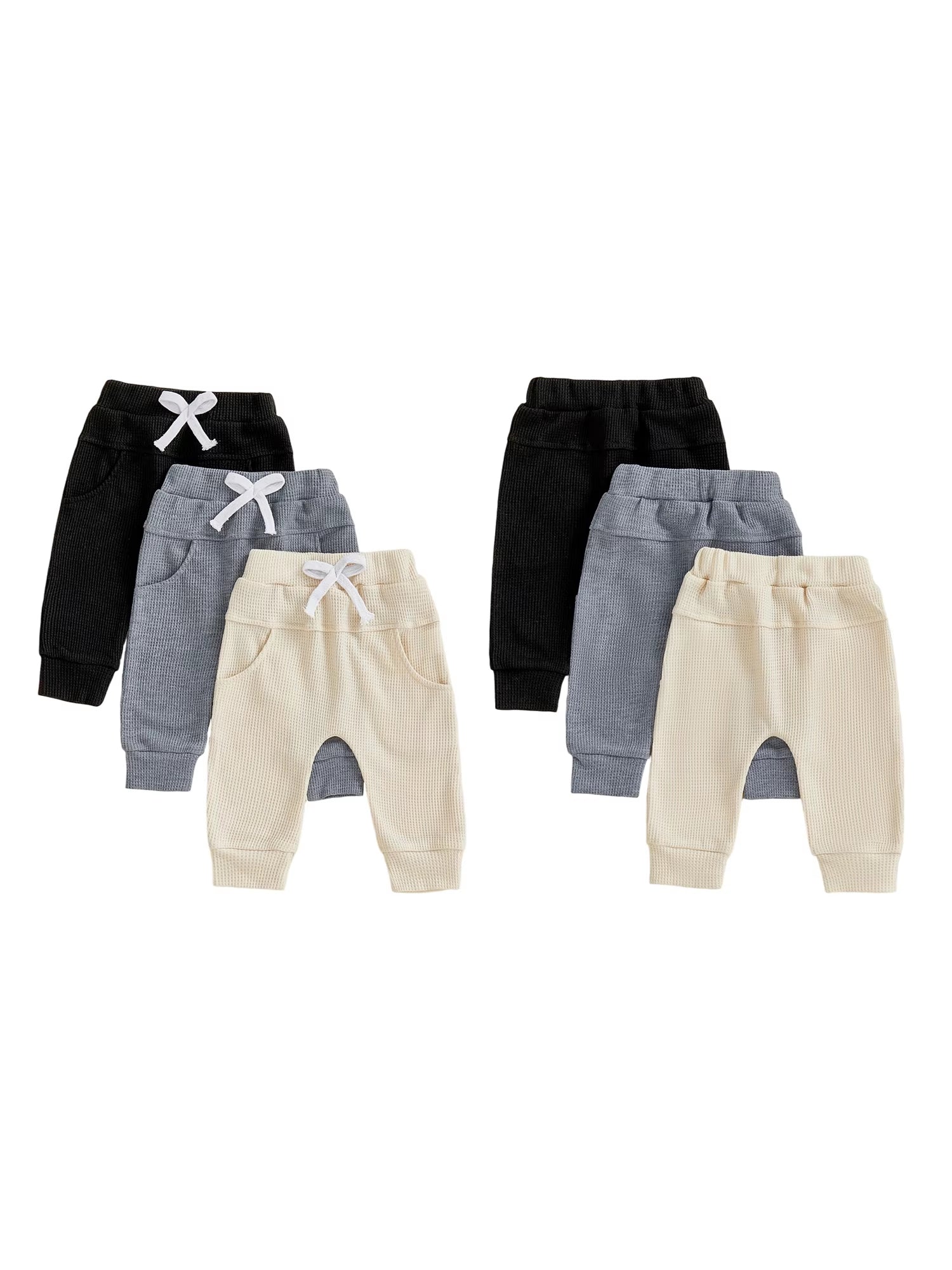 Toddler Boys Elastic Waist Solid Color Jogger Pants with Pockets Casual Sweatpants Trousers for Baby Boys
