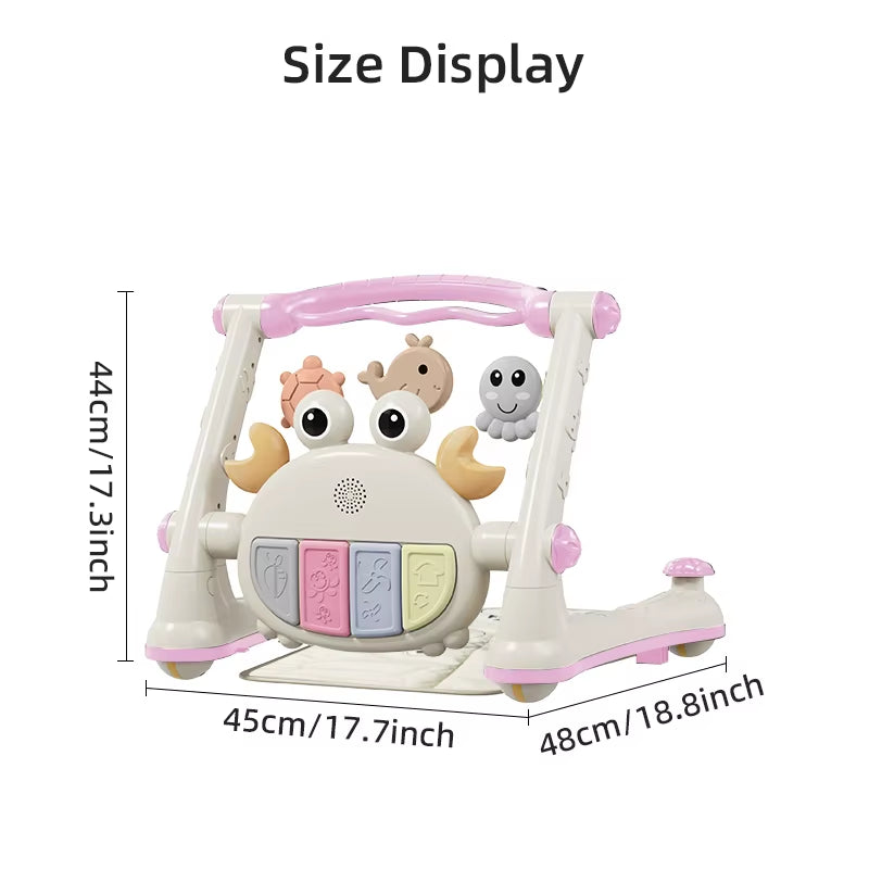 New Baby Toddler Multi-Function Four-In-One Baby Car Fitness Rack Piano Baby Walking Car Table Trolley Toy for 0-18 Months