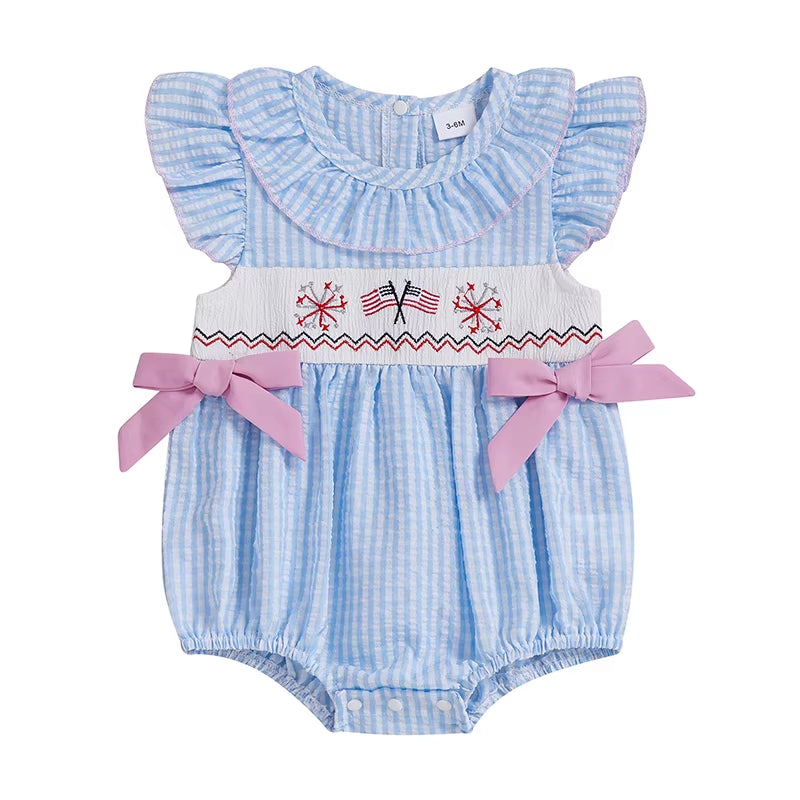 Adorable Baby Girl Romper Flutter Sleeve round Neck Floral Print Jumpsuit Toddler Bodysuit Summer Outfit