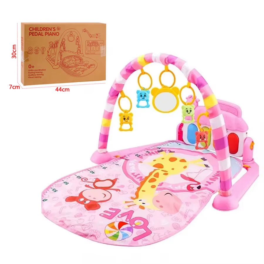Baby Playmat Gym Crawling Activity Rug Toys for 0-12 Months Gift Infant Play Mat Toddler Music Rack Carpet with Piano Keyboard