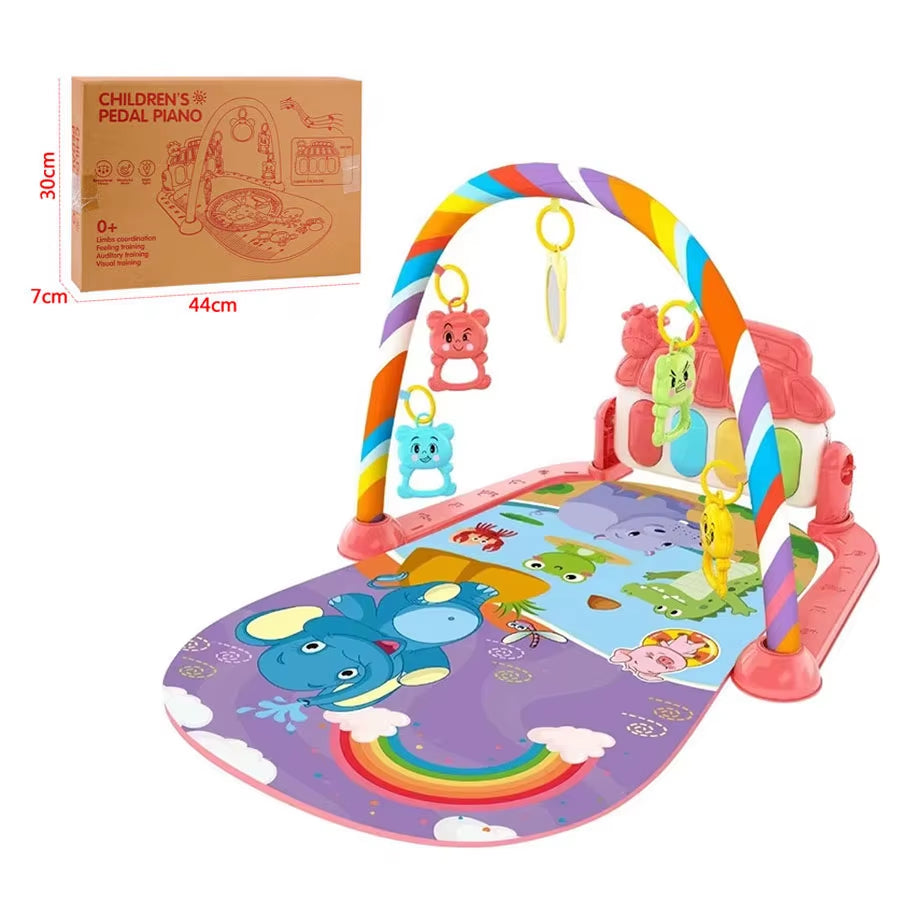 Baby Playmat Gym Crawling Activity Rug Toys for 0-12 Months Gift Infant Play Mat Toddler Music Rack Carpet with Piano Keyboard
