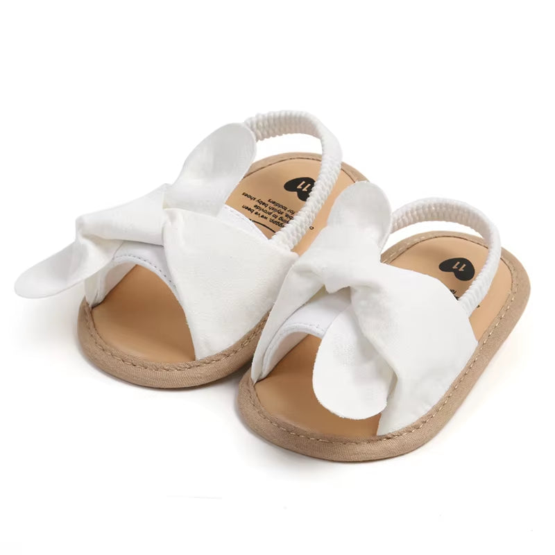Adorable Baby Girls Sandals with Bowknot Detail Non-Slip Sole Soft Princess Shoes for Beach First Walker Toddler Sandals