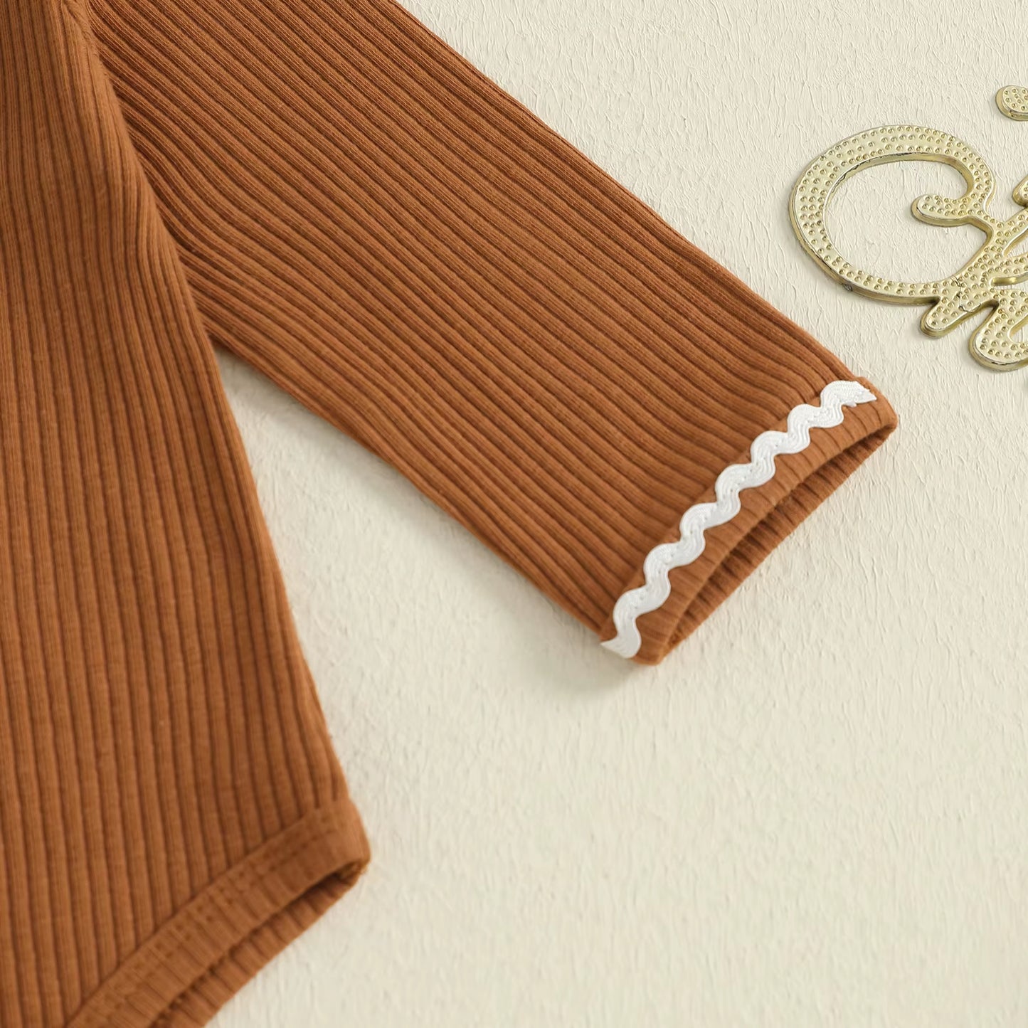 Toddler Baby 3 Piece Bodysuits Clothes Suit Fashion Infant Long Sleeve Gingerbread Man Bow Jumpsuit Hat Elastic Waist Pants Set