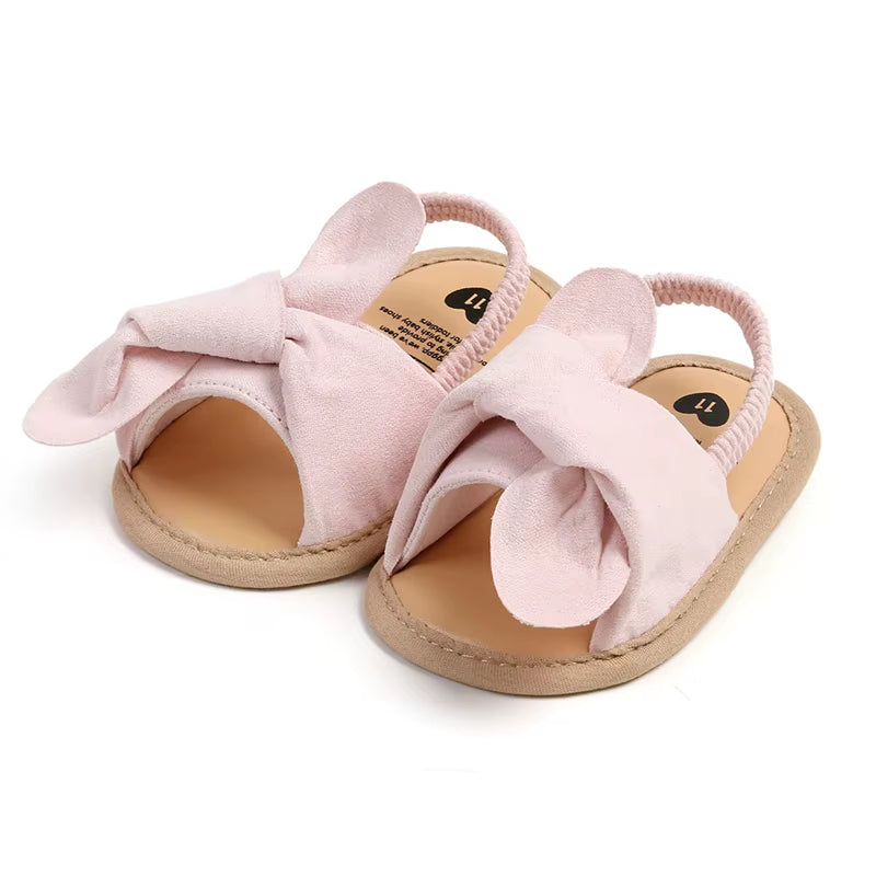 Adorable Baby Girls Sandals with Bowknot Detail Non-Slip Sole Soft Princess Shoes for Beach First Walker Toddler Sandals
